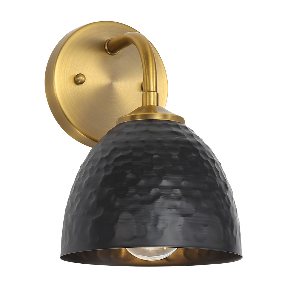 Golden Lighting Shepard 1-light Wall Sconce in Modern Brass and Matte Black shade